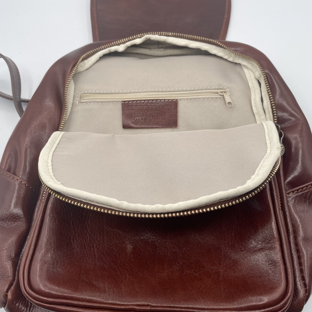 Vera Pelle Backpack Womens Dark Brown Genuine Leather Adjustable Shoulder Strap - Picture 11 of 16